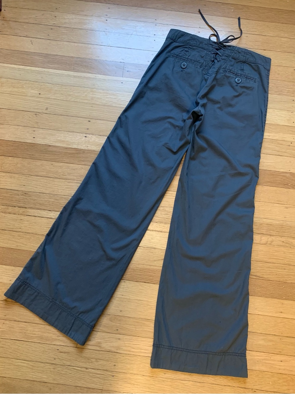 EUC Cidra Dark Gray Wide Leg Loose Fit Button Front/Tie back Pants in Size 2 - Picture 4 of 15